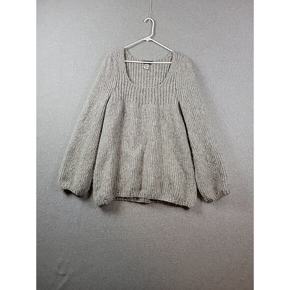 BCBGMaxazria Alpaca Blend Gray Knit LS Oversized Scoop Neck Sweater Women's Lrg - Picture 1 of 11